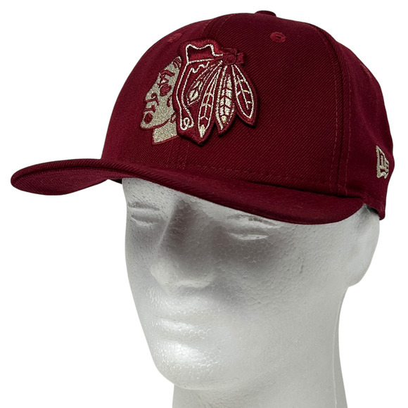 Chicago Blackhawks Hat Cap New Era NHL Hockey 6 Panel Wool Snapback Maroon Red - Picture 1 of 13